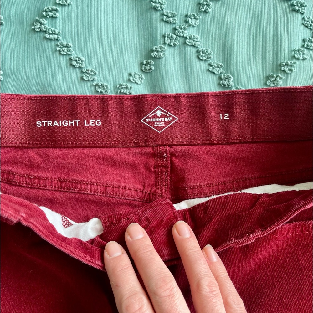 St John’s Bay Deep Red Straight Leg Corduroy Pants - Picture 5 of 7